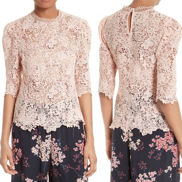 Rebecca Taylor Tops - Rebecca Taylor Ballet Arella Crochet Pink Top